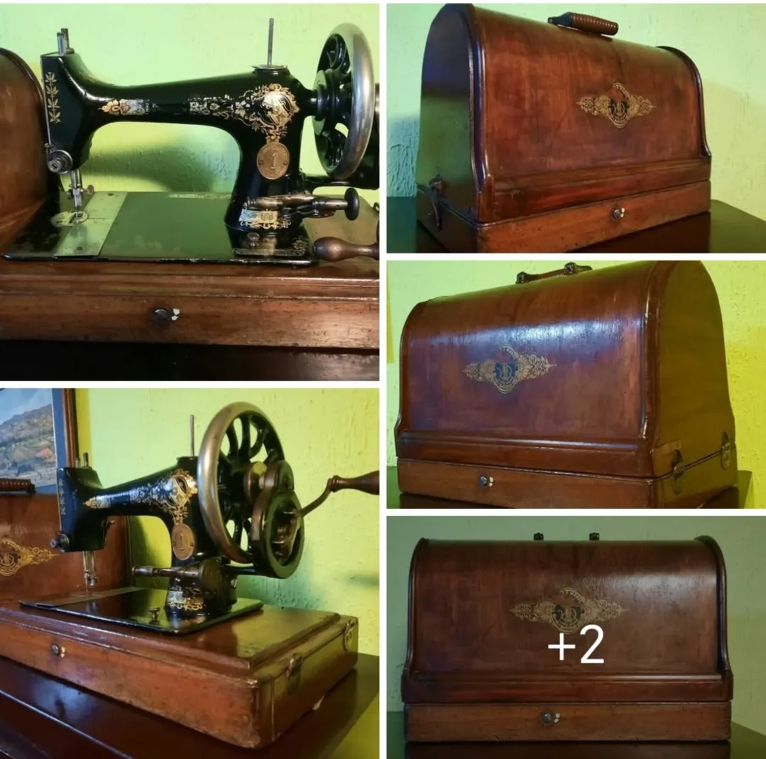 Maquina de coser con estuche manual delos 1900s