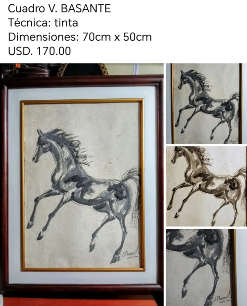 Caballo original pintado en acuarela V. Basante